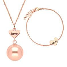 Bola tehotenská rolnička s náramkom Heart and Love in rose gold