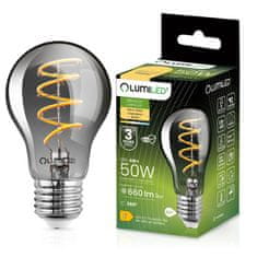 LUMILED 6x LED žiarovka E27 A60 6W = 50W 660lm 2200K Teplá biela 360° Filament SMOKY