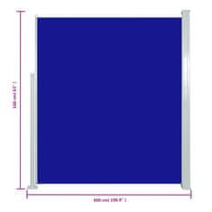 Vidaxl Zaťahovacia bočná markíza na terasu 160x500 cm modré