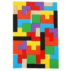 WOWO Drevené Tetris Puzzle Bloky - Skladačka s 40 Dielikmi