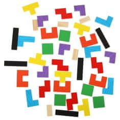 WOWO Drevené Tetris Puzzle Bloky - Skladačka s 40 Dielikmi