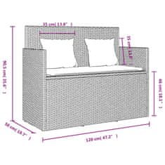 Petromila vidaXL Záhradná lavička s podložkami čierna polyratan