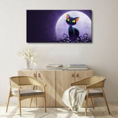 COLORAY.SK Obraz Canvas zvieracie mačka mesiac 120x60 cm