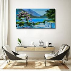 COLORAY.SK Obraz canvas Lake hory kvety 120x60 cm