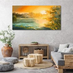 COLORAY.SK Obraz canvas Abstrakcie Lake Les 140x70 cm