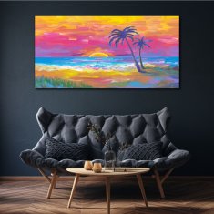 COLORAY.SK Obraz Canvas Pláž Palm Sunset 140x70 cm