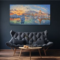 COLORAY.SK Obraz Canvas Západ slnka lodi 140x70 cm