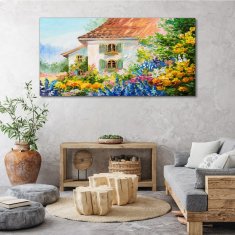 COLORAY.SK Obraz canvas Vidiek kvety dom príroda 140x70 cm