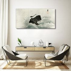 COLORAY.SK Obraz Canvas Vodné vlny vták rock 120x60 cm