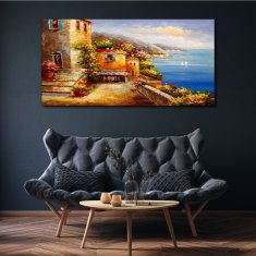 COLORAY.SK Obraz canvas Mesto mora pobrežie kvetov 140x70 cm