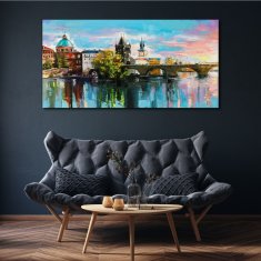COLORAY.SK Obraz canvas Mesto rieka most obloha 140x70 cm