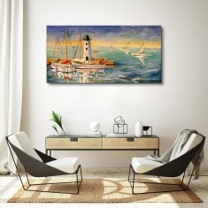 COLORAY.SK Obraz canvas Prístavné lode maják 120x60 cm