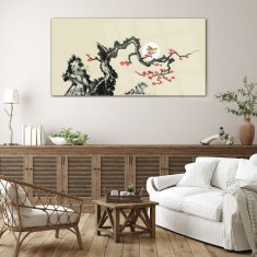 COLORAY.SK Skleneny obraz Pobočka kvety vták 140x70 cm