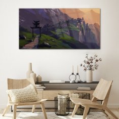 COLORAY.SK Skleneny obraz Maľovanie mesta mounatin 120x60 cm
