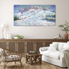 COLORAY.SK Skleneny obraz Zimné maľba snehu hôr 140x70 cm