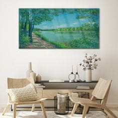 COLORAY.SK Skleneny obraz Maľba rieka las príroda 120x60 cm