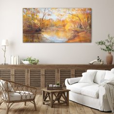 COLORAY.SK Skleneny obraz Lesné rieka príroda jeseň 140x70 cm