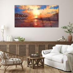 COLORAY.SK Skleneny obraz Jazero mraky sunset 140x70 cm