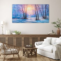 COLORAY.SK Skleneny obraz Zimný les slnko príroda 140x70 cm