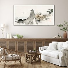 COLORAY.SK Sklenený obraz Strom morské vtáky 140x70 cm