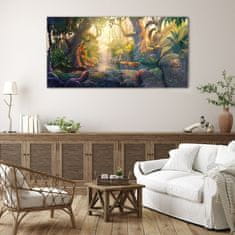 COLORAY.SK Skleneny obraz Fantasy forest river kvety 140x70 cm