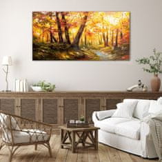 COLORAY.SK Skleneny obraz Jesenné lesné listy prírody 140x70 cm