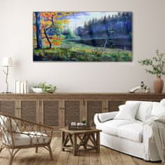 COLORAY.SK Skleneny obraz Abstrakcie strom jazero 140x70 cm