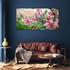 COLORAY.SK Skleneny obraz Abstrakcie kvety vták 120x60 cm