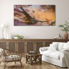 COLORAY.SK Skleneny obraz Fantasy abstrakcie vtákov 140x70 cm
