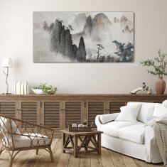 COLORAY.SK Skleneny obraz Moderné horský hmlový strom 140x70 cm