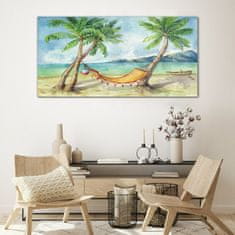 COLORAY.SK Skleneny obraz Beach palm sea hammock 120x60 cm