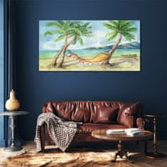 COLORAY.SK Skleneny obraz Beach palm sea hammock 120x60 cm