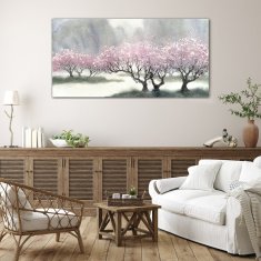 COLORAY.SK Skleneny obraz Zimné sneh strom kvety 140x70 cm