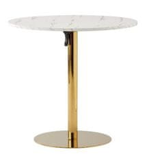 KONDELA Jedálenský stôl svetlý mramor, chróm zlatý priemer 80 cm LAMONT