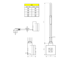 SAPHO , KTX vykurovacia tyč s termostatom, 300 W, chróm, KTX-C-300