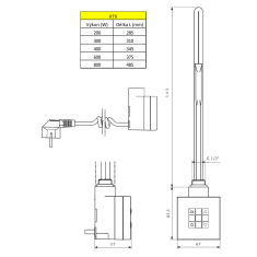 SAPHO , KTX vykurovacia tyč s termostatom, 800 W, strieborná, KTX-S-800