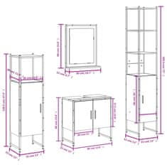 Vidaxl 4-dielna sada kúpeľňových skriniek dymový dub spracované drevo