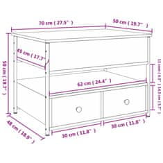 Vidaxl Konferenčný stolík čierny 70x50x50 cm kompozitné drevo a kov