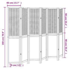 Vidaxl Paraván 6 panelov tmavohnedý masívne drevo paulownie