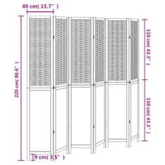 Vidaxl Paraván 6 panelov tmavohnedý masívne drevo paulownie
