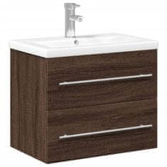 Petromila vidaXL Kúpeľňová umývadlová skrinka so zabudovaným umývadlom hnedý dub