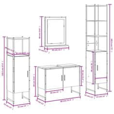 Vidaxl 4-dielna sada kúpeľňových skriniek dymový dub spracované drevo