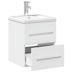 Vidaxl Kúpeľňová skrinka so zabudovaným umývadlom vysoký lesk biela