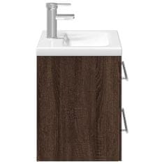 Petromila vidaXL Kúpeľňová umývadlová skrinka so zabudovaným umývadlom hnedý dub