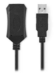 Nedis predlžovací aktívny kábel USB 2.0/ zástrčka USB-A - zásuvka USB-A/ čierny/ bulk/ 5m