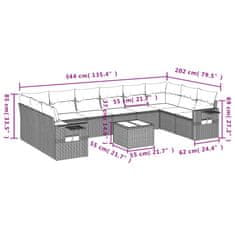 Petromila vidaXL 11-dielna záhradná sedacia súprava a vankúše hnedá polyratan