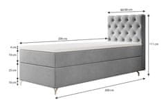 Veneti Čalúnená posteľ 80x200 ADRIA s úložným priestorom - pravá, šedá