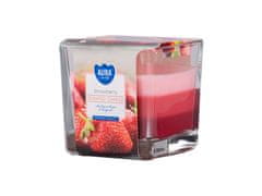 Sklo hranol 80x80 mm ~32h Strawberry trojfarebná vonná sviečka