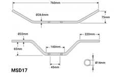 SEFIS MSD17 riadidlá 28,6mm Suzuki GSX-S750 2017+ - Farba riadidiel : Matná strieborná