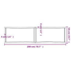 Vidaxl Stolová doska svetlohnedá 200x50x(2-4)cm ošetrený masív hrany